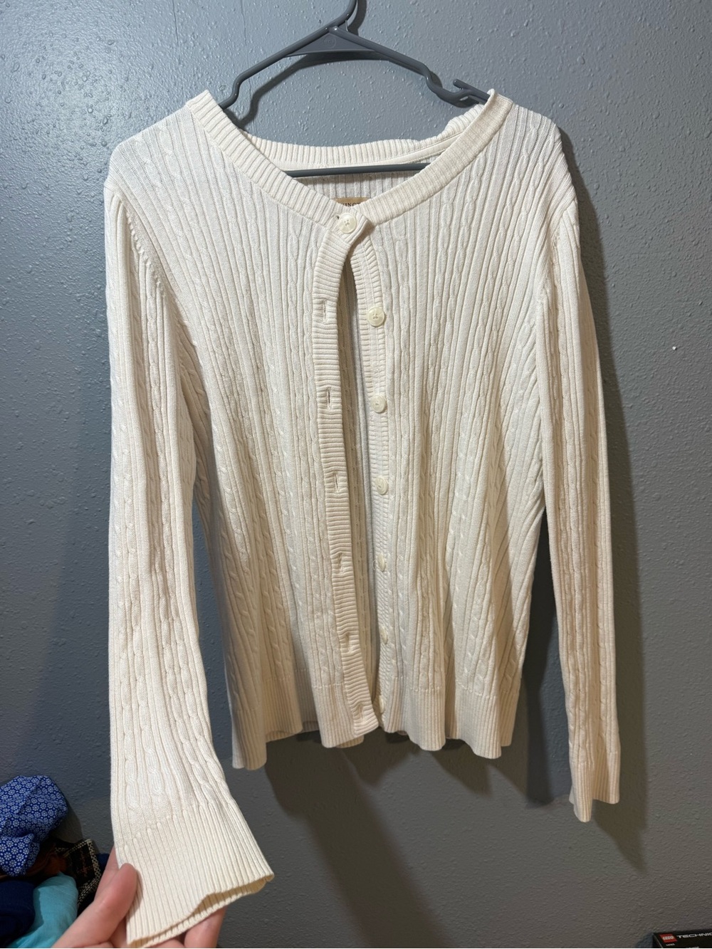 Covington Cream Cable Knit Button-Front Cardigan